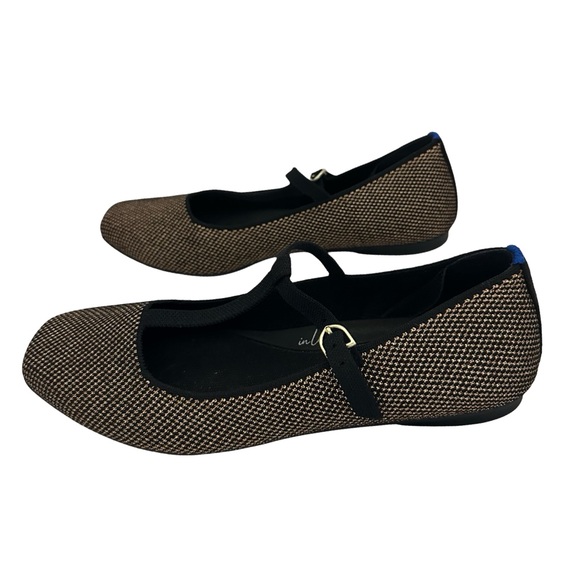 Rothy's T-Strap Mary Jane Flats Bronze Black Metallic Knit Women's Size 9 - Picture 5 of 10